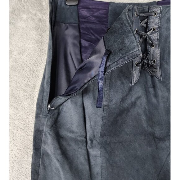 Silverleaf Skirt Womens Size 9/10 Black Suede Leather Lace Up Retro Mini Vintage - Picture 8 of 11